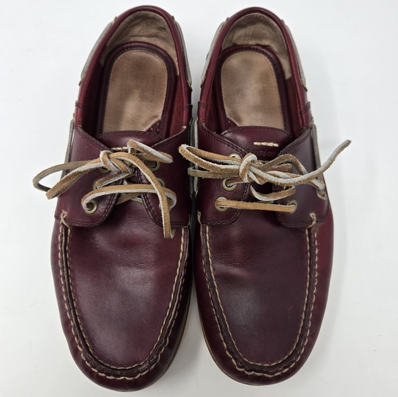 FRYE SULLY BOAT SHOES SLIP ON LOAFERS BURGUNDY LEATHER MEN SIZE 9 NAUTICAL FALL - Picture 3 of 15